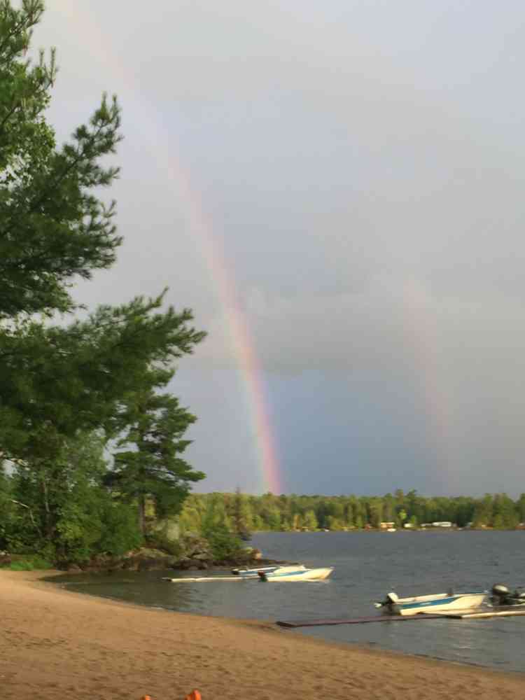 A rainbow over the lake